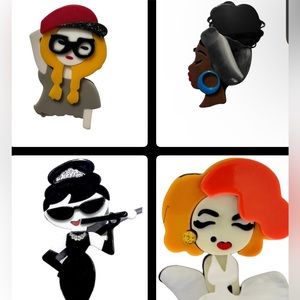 Acrylic Lady brooches